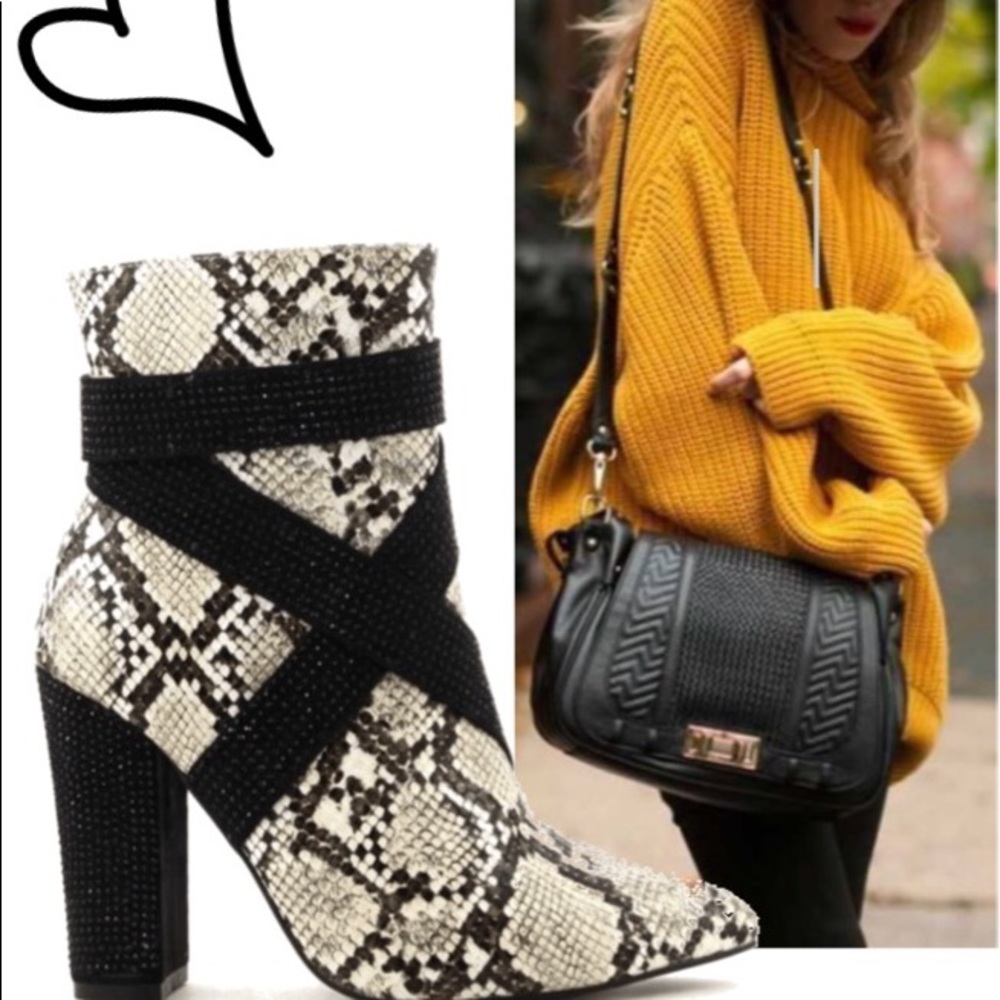 Snakeskin faux boots